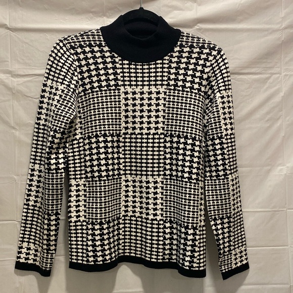 Joseph A. Houndstooth Mockneck Sweater Size Small - Picture 3 of 13